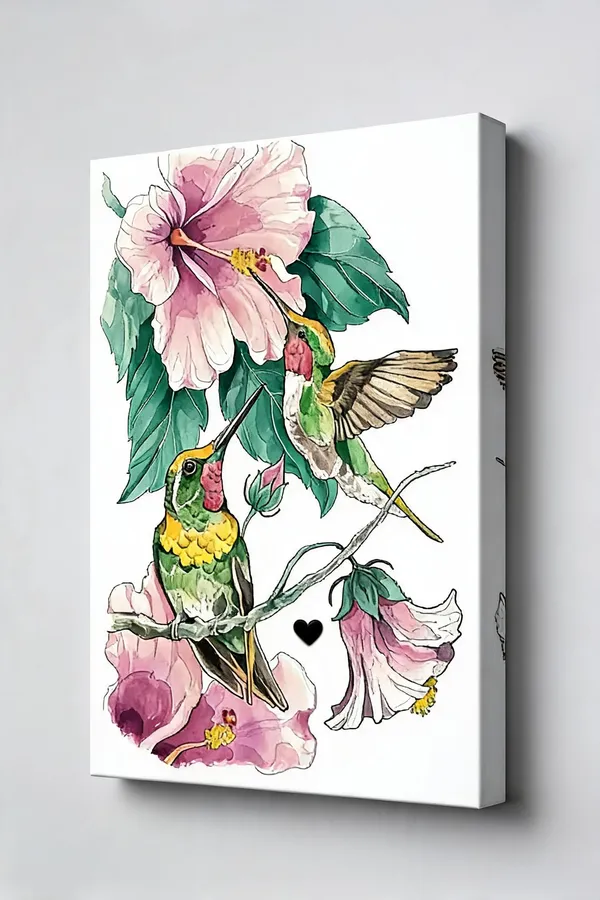 Canvas_Wall_Art_Water_Colour_Flowers_Birds_Painting_Botanical_400_Gsm_Gallery_Wrapped_Canvas_Gallery_Wrapped_Ready_To_Hang