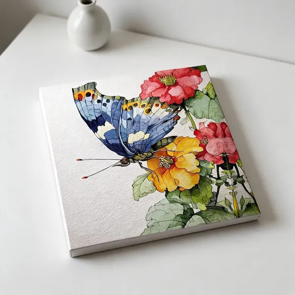 Canvas_Wall_Art_Water_Colour_Flowers_Butterfly_Botanical_400_Gsm_Gallery_Wrapped_Canvas_Gallery_Wrapped_Ready_To_Hang