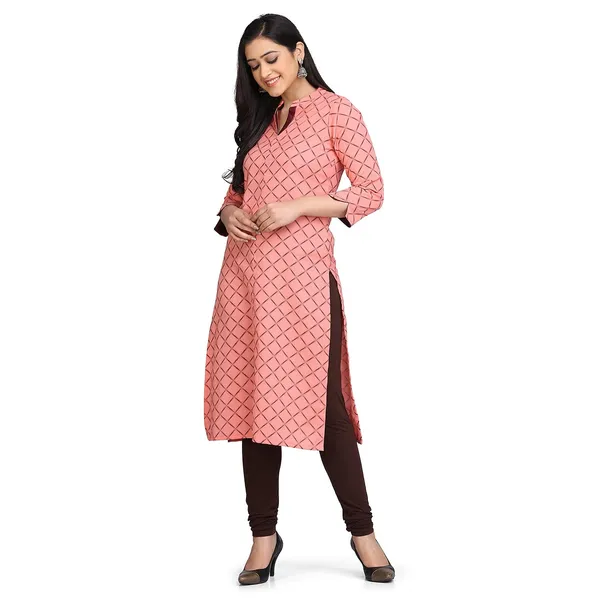 Diamond_Peach_Cotton_Flex_Straight_Printed_Kurta_For_Women