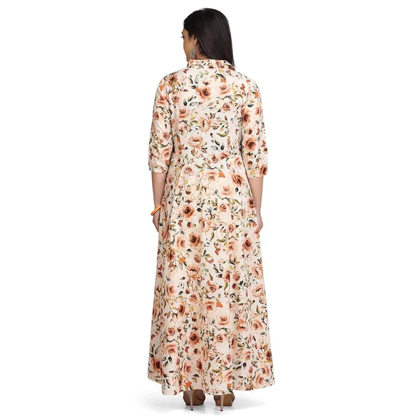 Off_White_Cotton_Floral_Print_Flared_A-Line_Long_Kurta_For_Women