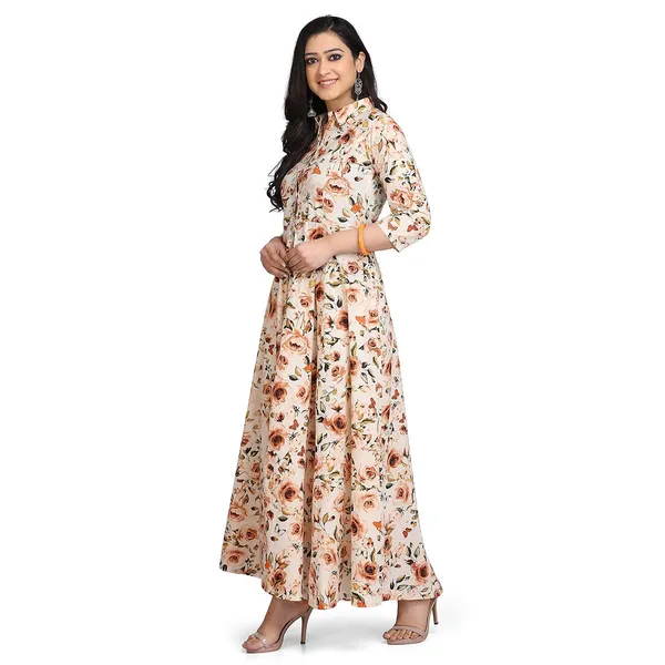 Off_White_Cotton_Floral_Print_Flared_A-Line_Long_Kurta_For_Women
