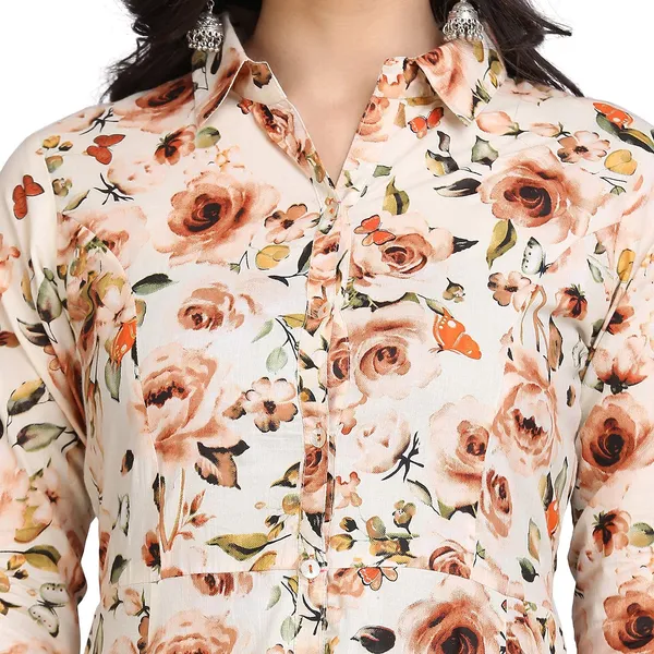 Off_White_Cotton_Floral_Print_Flared_A-Line_Long_Kurta_For_Women