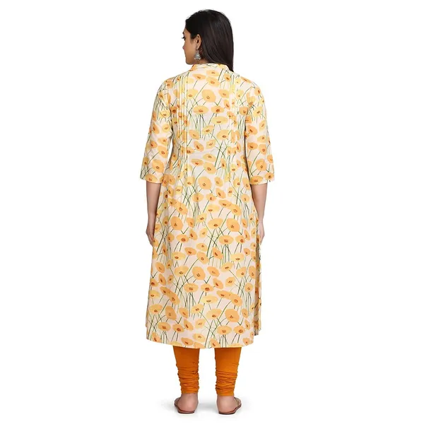White_Yellow_Mangalagiri_Cotton_A-Line_Maxi_Dress_For_Women