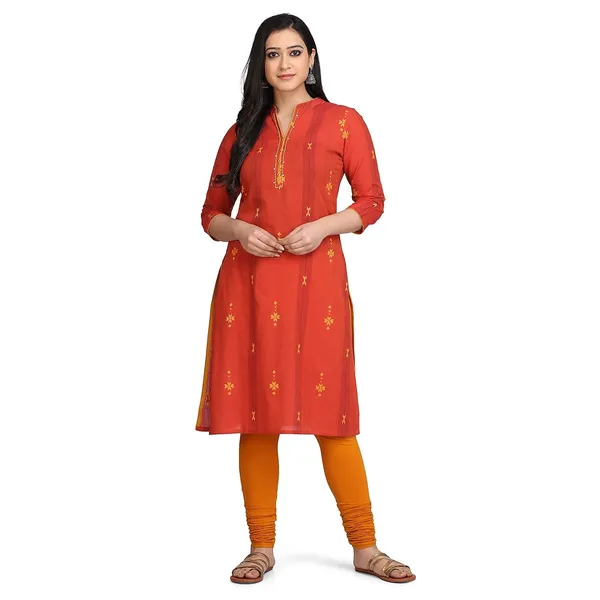 Orange_Mangalgiri_Cotton_A-Line_Kurta_For_Women