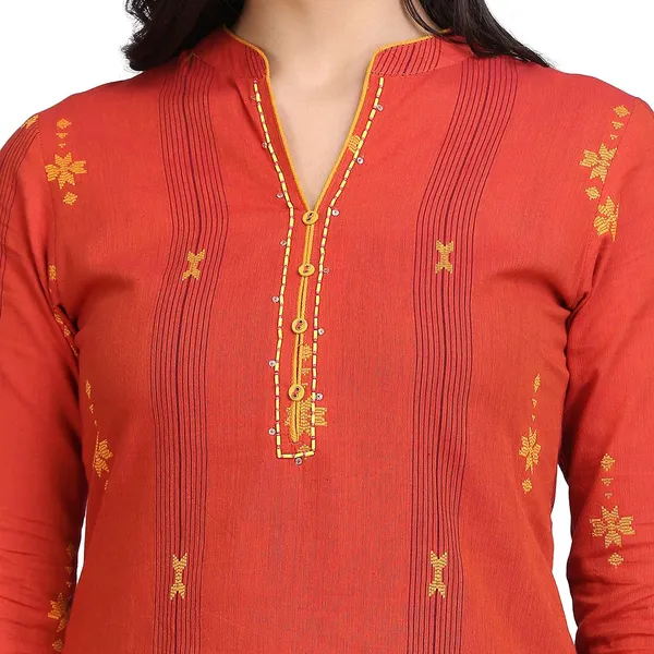 Orange_Mangalgiri_Cotton_A-Line_Kurta_For_Women