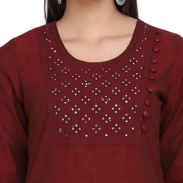 Maroon_Mangalgiri_Cotton_Embroidered_Straight_Kurta_Pant_Set_For_Women