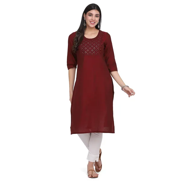 Maroon_Mangalgiri_Cotton_Embroidered_Straight_Kurta_Pant_Set_For_Women