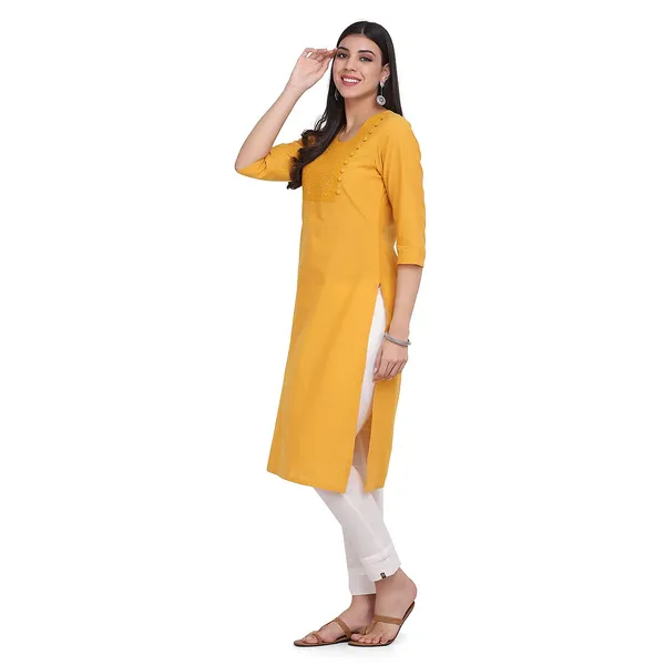 Marigold_Yellow_Mangalgiri_Cotton_Embroidered_Straight_Kurta_Pant_Set_For_Women