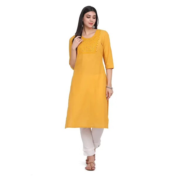 Marigold_Yellow_Mangalgiri_Cotton_Embroidered_Straight_Kurta_Pant_Set_For_Women