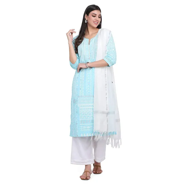 Turquoise_Cotton_Straight_Suit_Set_With_Dupatta_For_Women