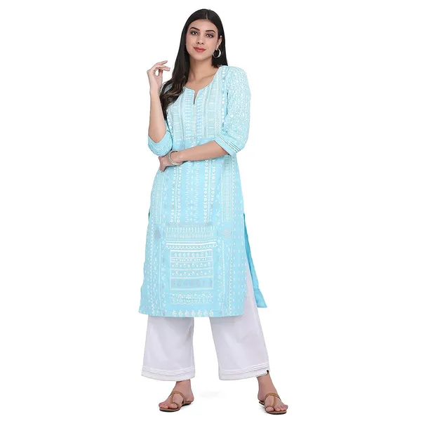 Turquoise_Cotton_Straight_Suit_Set_With_Dupatta_For_Women
