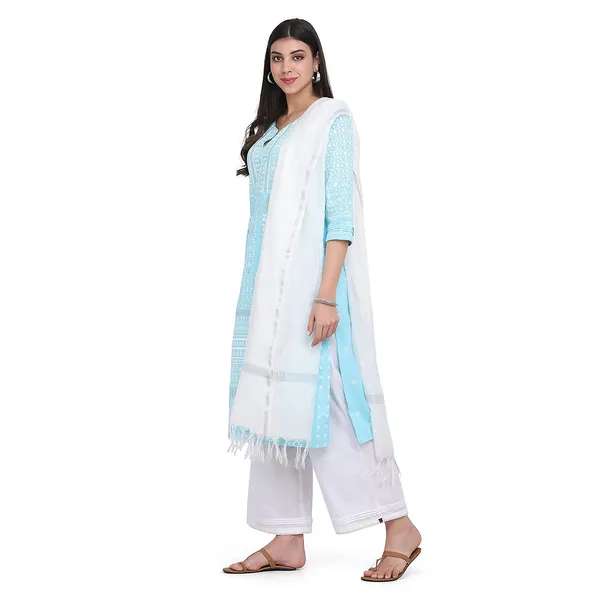 Turquoise_Cotton_Straight_Suit_Set_With_Dupatta_For_Women