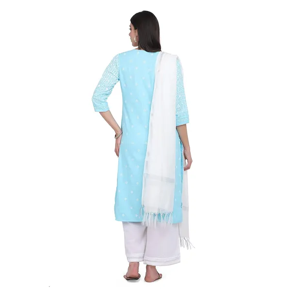 Turquoise_Cotton_Straight_Suit_Set_With_Dupatta_For_Women