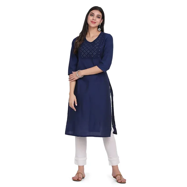 Navy_Blue_Mangalgiri_Cotton_Embroidered_Straight_Kurta_For_Women