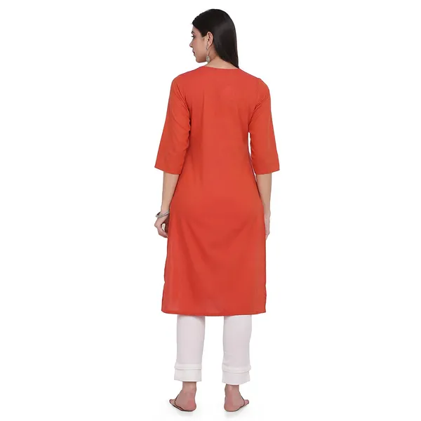 Rust_Mangalgiri_Cotton_Embroidered_Straight_Kurta_For_Women