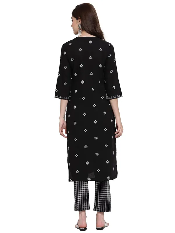 Black_Mangalagiri_Cotton_A-Line_Kurta_Pant_Set_For_Women