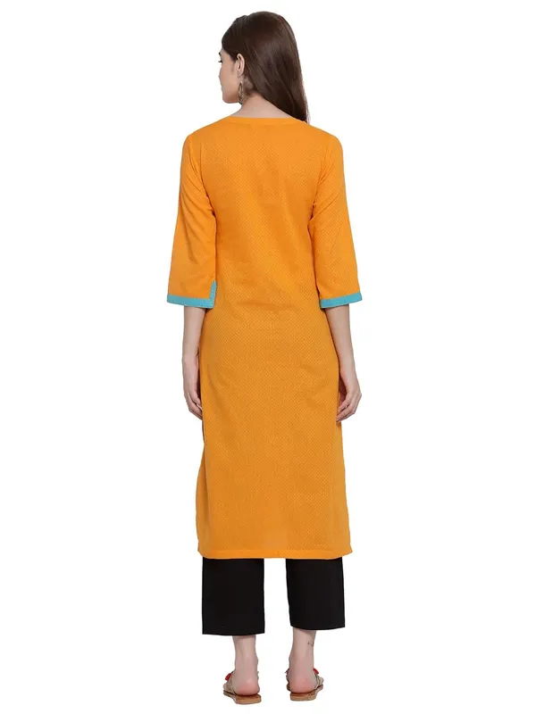 Orange_Mangalagiri_Cotton_Dobby_Weave_Straight_Kurta_For_Women