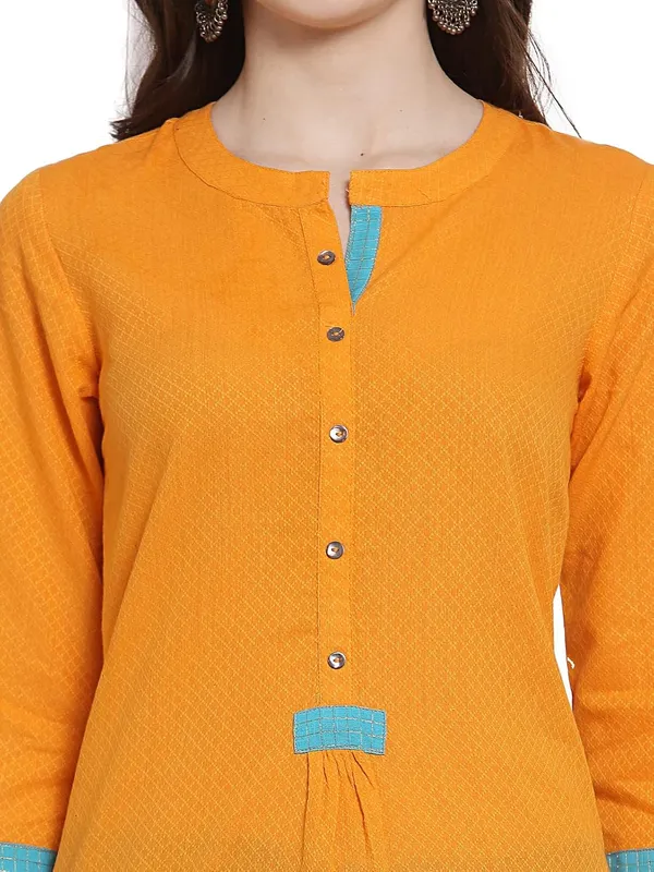 Orange_Mangalagiri_Cotton_Dobby_Weave_Straight_Kurta_For_Women
