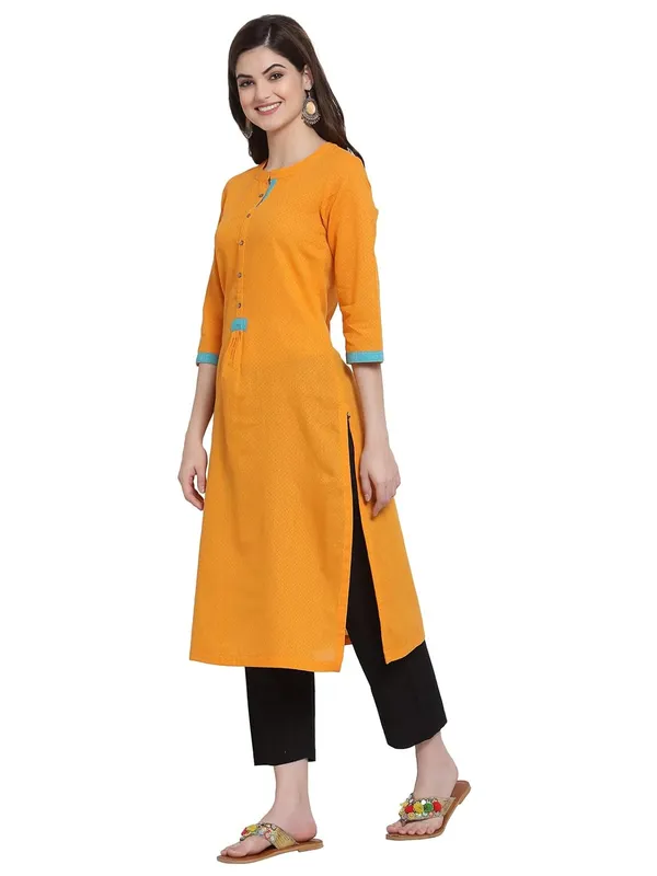Orange_Mangalagiri_Cotton_Dobby_Weave_Straight_Kurta_For_Women