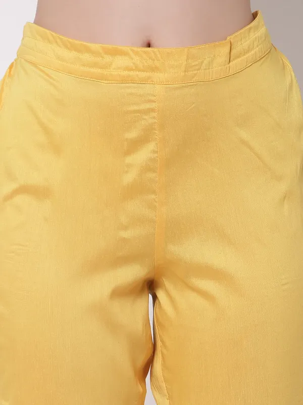 Ochre_Chanderi_Cotton_Silk_A-Line_Kurta_Pant_Set_For_Women