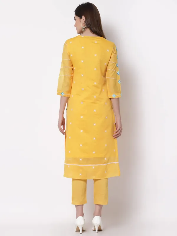Ochre_Chanderi_Cotton_Silk_A-Line_Kurta_Pant_Set_For_Women