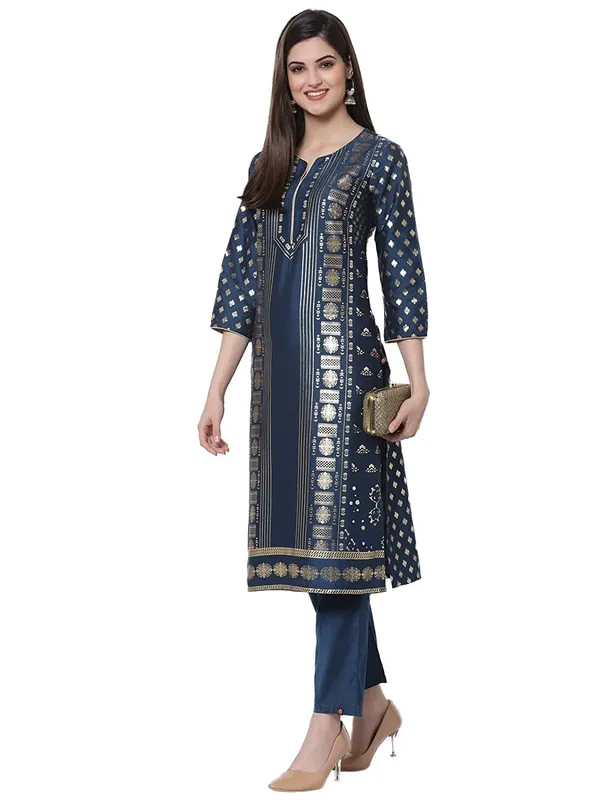Teal_Cotton_Silk_Printed_A-Line_Salwar_Suit_Set_For_Women