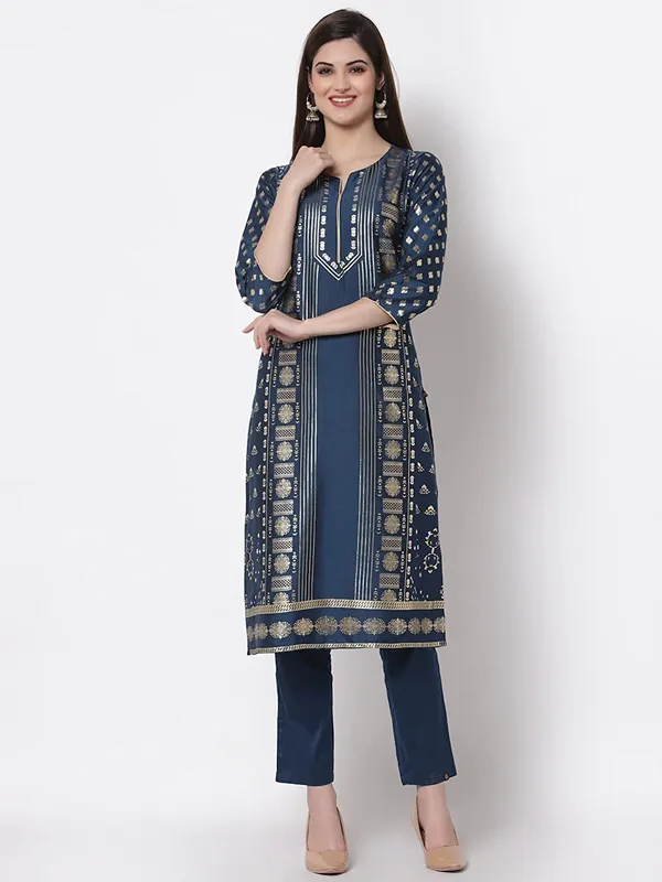 Teal_Cotton_Silk_Printed_A-Line_Salwar_Suit_Set_For_Women