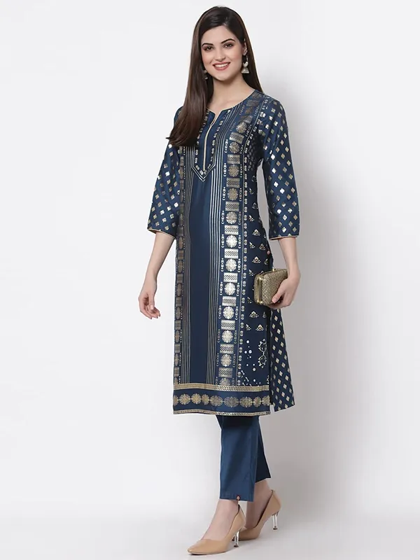 Teal_Cotton_Silk_Printed_A-Line_Salwar_Suit_Set_For_Women