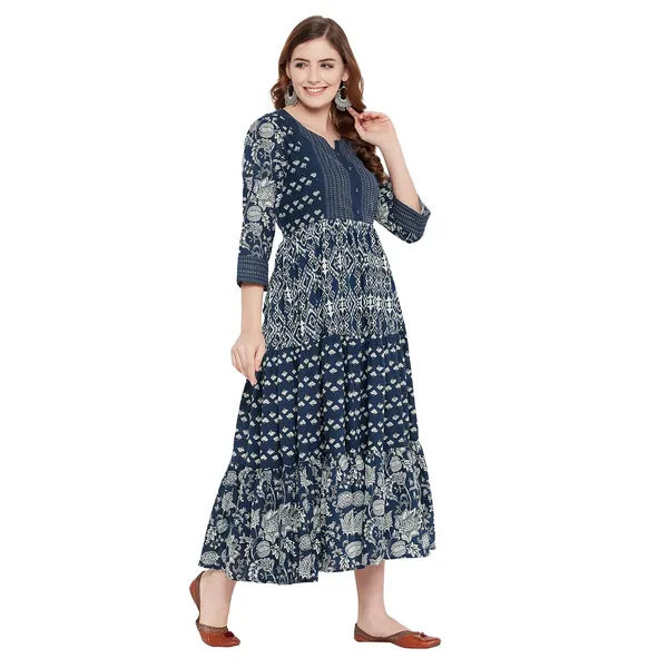 Indigo_Mangalagiri_Cotton_Tiered_Kurta_For_Women