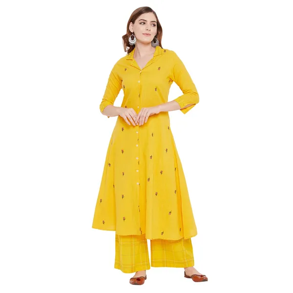 Yellow_Mangalgiri_Cotton_Printed_Straight_Kurti_Palazzo_Set_For_Women