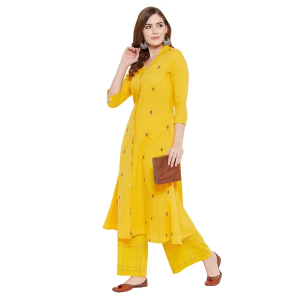 Yellow_Mangalgiri_Cotton_Printed_Straight_Kurti_Palazzo_Set_For_Women