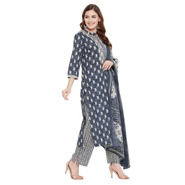 Indigo_Cotton_Straight_Kurta_Pant_Dupatta_Set_For_Women