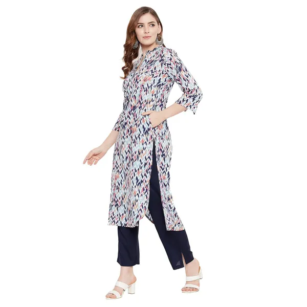 Blue_Viscose_Printed_A-Line_Kurta_Pant_Set_For_Women