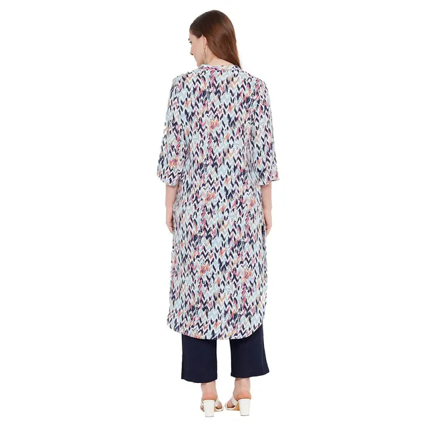 Blue_Viscose_Printed_A-Line_Kurta_Pant_Set_For_Women