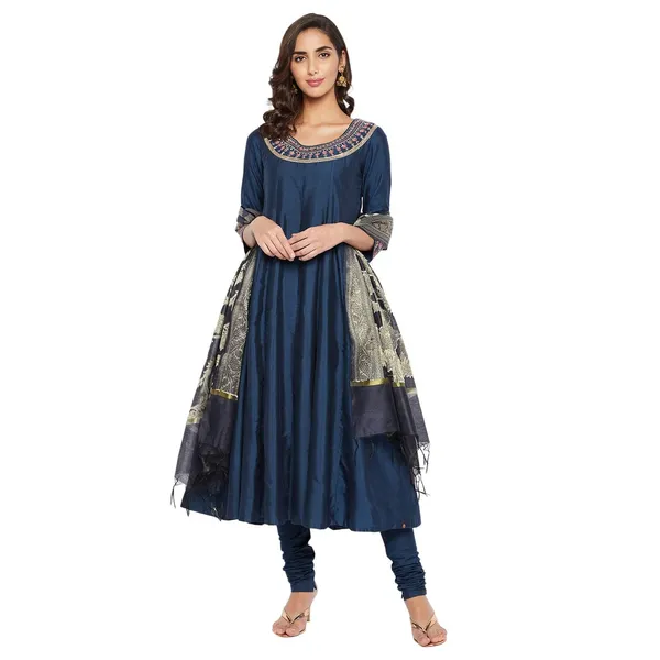 Indigo_Cotton_Silk_Embroidered_Anarkali_Suit_Set_With_Dupatta_For_Women