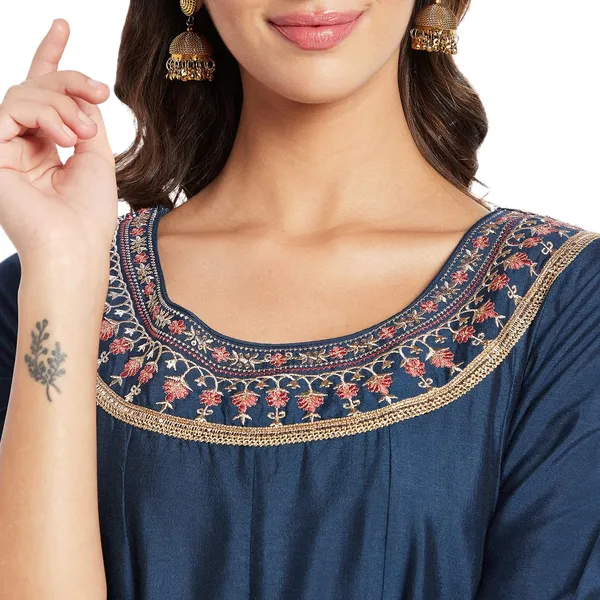 Indigo_Cotton_Silk_Embroidered_Anarkali_Suit_Set_With_Dupatta_For_Women