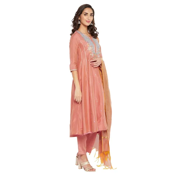 Peach_Cotton_Silk_Regular_Fit_Anarkali_Suit_Set_For_Women