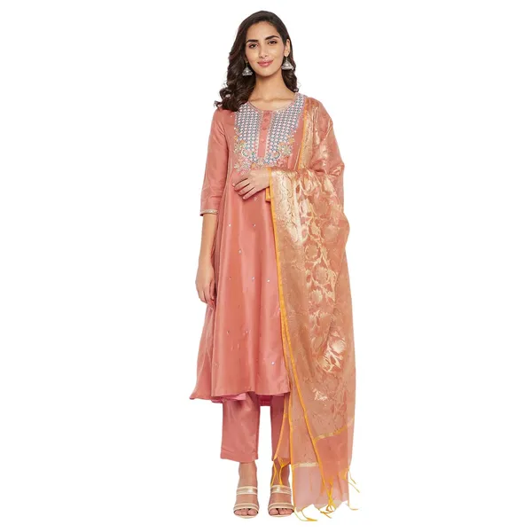 Peach_Cotton_Silk_Regular_Fit_Anarkali_Suit_Set_For_Women
