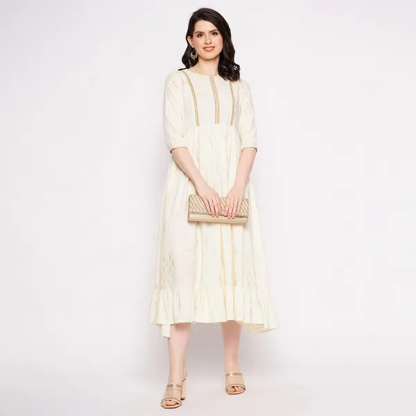 Off_White_Cotton_Foil_Printed_Tiered_Frill_Dress_For_Women