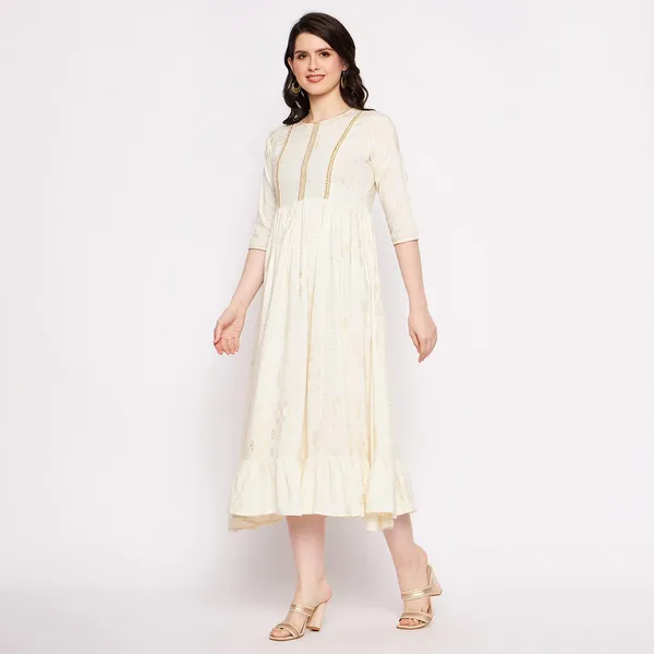 Off_White_Cotton_Foil_Printed_Tiered_Frill_Dress_For_Women