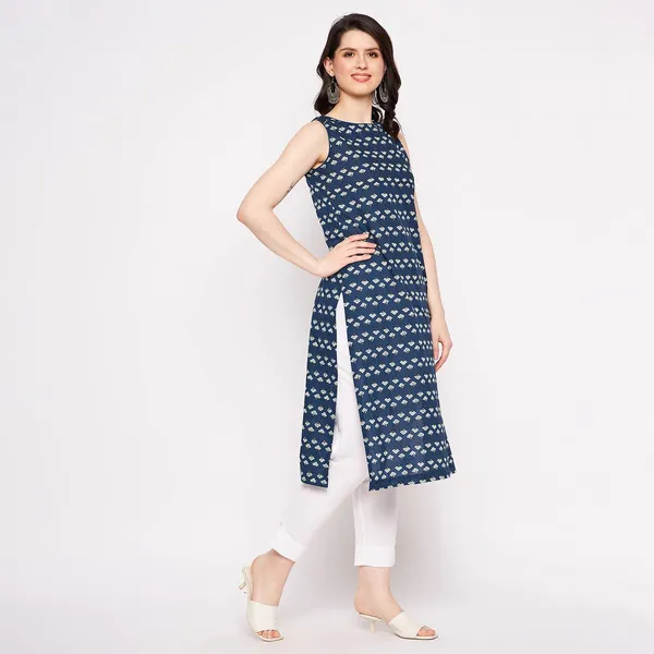 Navy_Blue_Cotton_Sleeveless_Printed_Kurta_For_Women