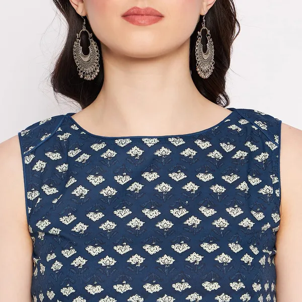 Navy_Blue_Cotton_Sleeveless_Printed_Kurta_For_Women