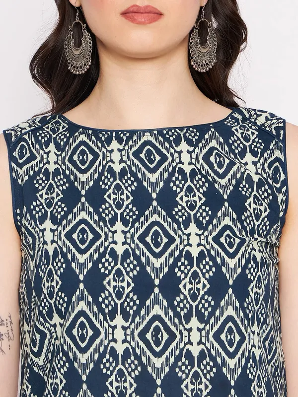 Indigo_Cotton_Sleeveless_Printed_Kurta_For_Women