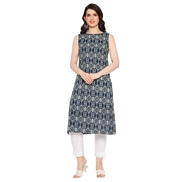 Indigo_Cotton_Sleeveless_Printed_Kurta_For_Women