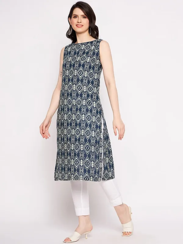 Indigo_Cotton_Sleeveless_Printed_Kurta_For_Women