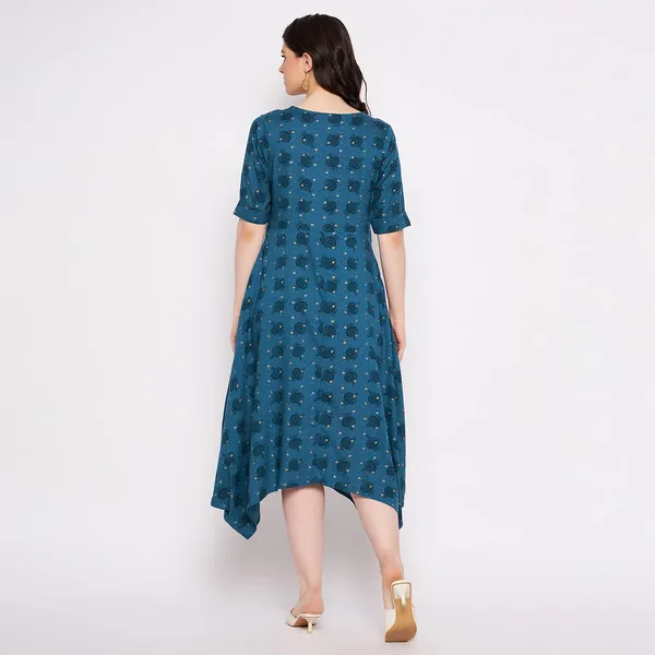 Indigo_Viscose_Regular_Fit_Cowl_Antique_Foil_Dress_For_Women
