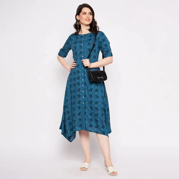 Indigo_Viscose_Regular_Fit_Cowl_Antique_Foil_Dress_For_Women