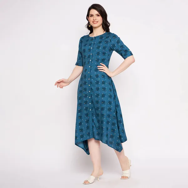Indigo_Viscose_Regular_Fit_Cowl_Antique_Foil_Dress_For_Women