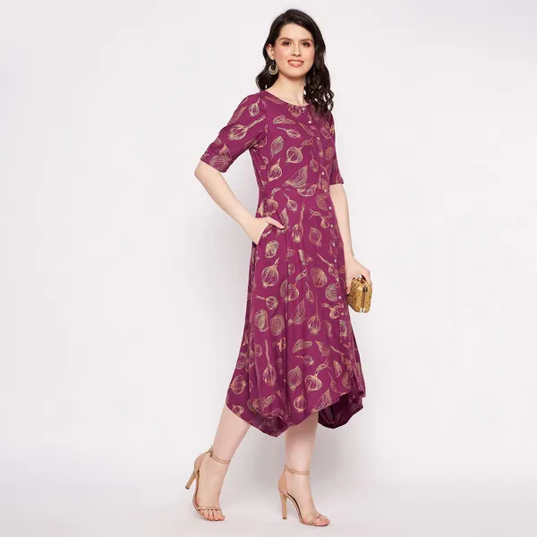 Lavender_Viscose_Regular_Fit_Cowl_Antique_Foil_Dress_For_Women