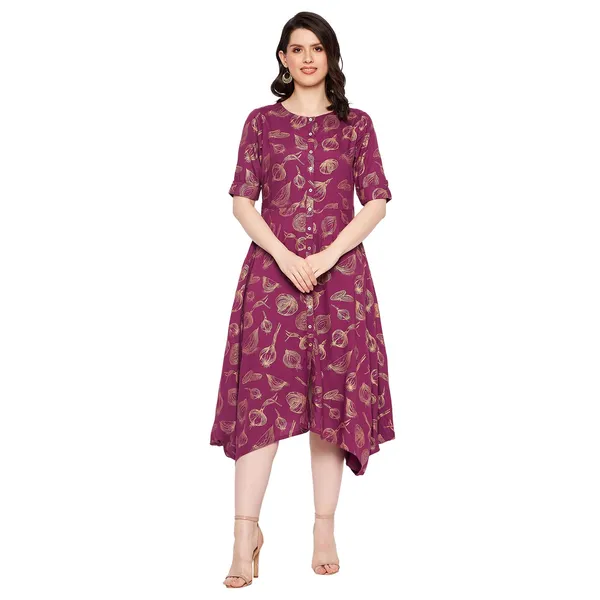 Lavender_Viscose_Regular_Fit_Cowl_Antique_Foil_Dress_For_Women